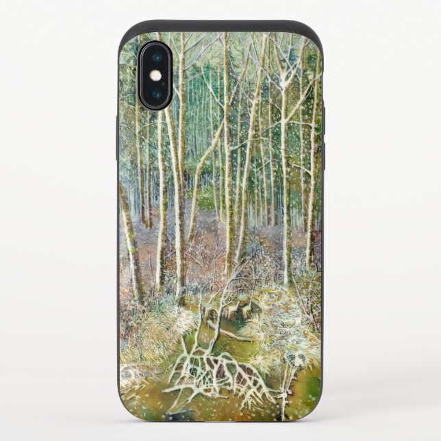 winter forest  Watercolor painting Uncommon iPhone Case (Back)