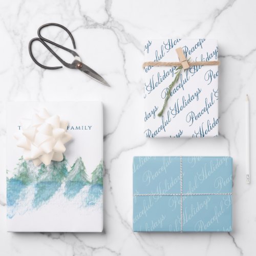 Winter Forest Watercolor Peaceful Script Wrapping Paper Sheets