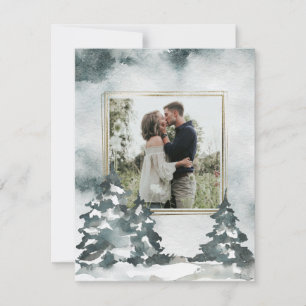 Winter Forest Watercolor Photo Save The Date