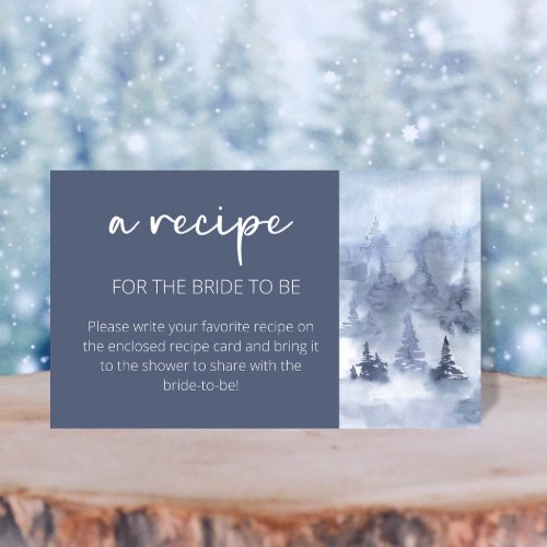Winter Forest Watercolor Recipe for the bride Enclosure Card