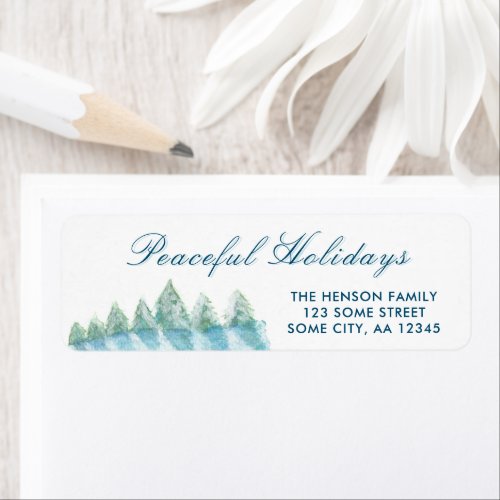 Winter Forest Watercolor Script Christmas Address Label
