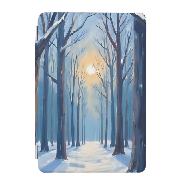 Winter Forest Watercolor Tree Painting iPad Mini Cover (Front)
