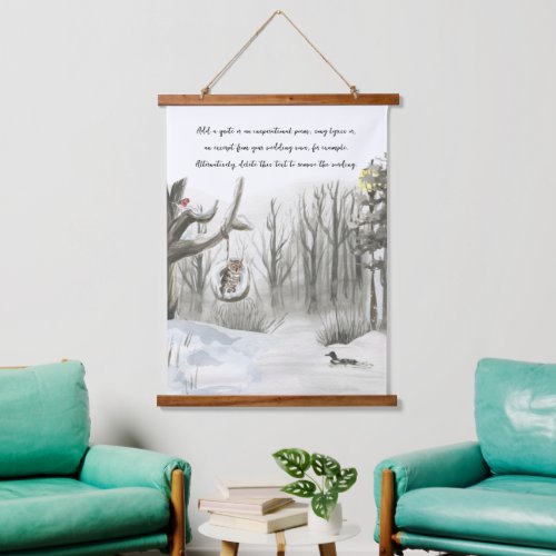 Winter Forest Watercolor with Optional Wording Hanging Tapestry