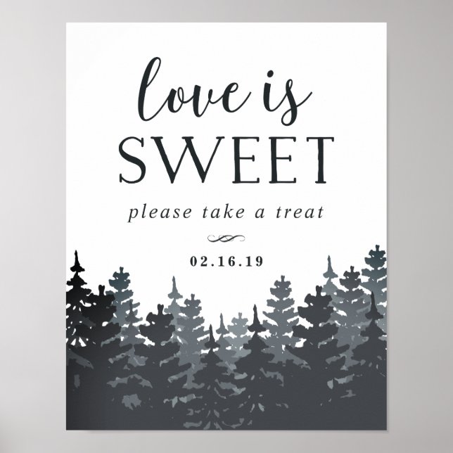 Winter Forest Wedding Dessert Table Sign (Front)