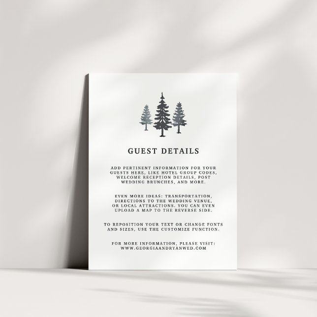 Winter Forest Wedding Guest Details Card (Creator Uploaded)