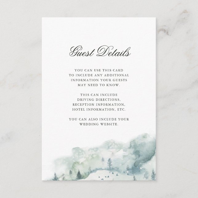 Winter Forest | Wedding Guest Details Enclosure Card (Front)