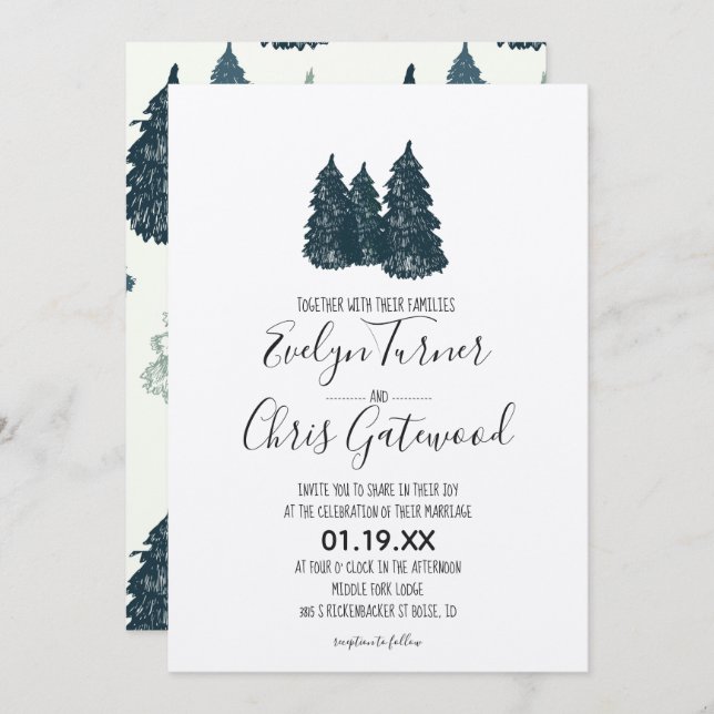 Winter Forest Wedding Invitation (Front/Back)