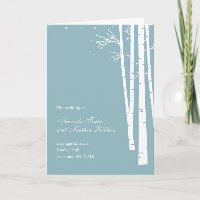 Winter Forest Wedding Program Card (Front)