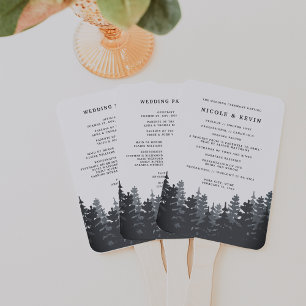 Winter Forest Wedding Program Hand Fan