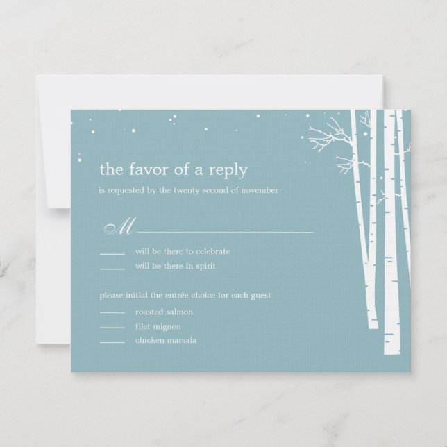Winter Forest Wedding RSVP/Response Card (Front)
