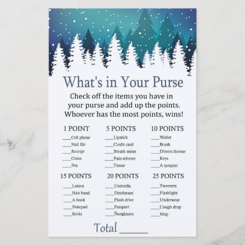 Winter Forest Whats in your purse game