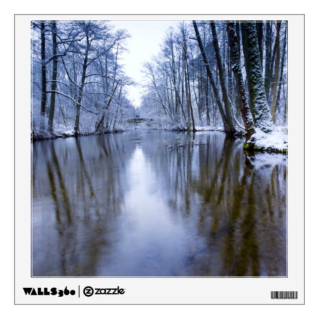 Winter Forest with Beautiful Stream Wall Decal (Front)