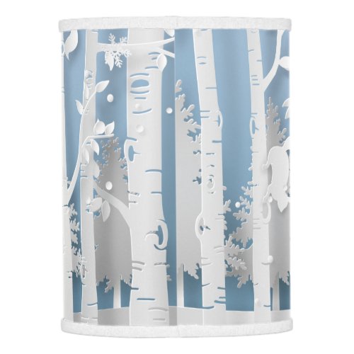 Winter Forest with Squirrels Papercut Lamp Shade
