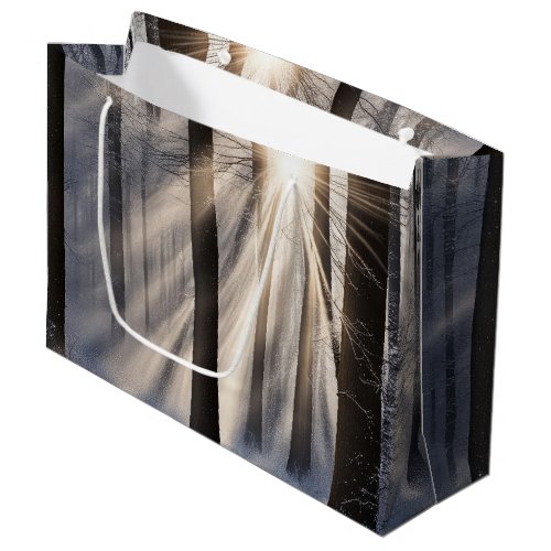 Winter Forest With Sunbeams Large Gift Bag