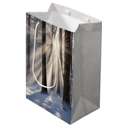 Winter Forest With Sunbeams Medium Gift Bag