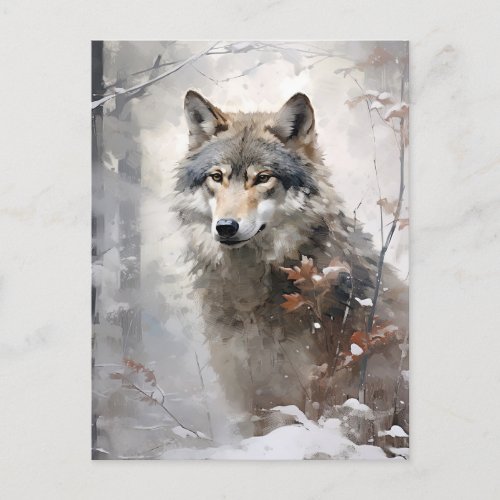 Winter Forest Wolf Postcard