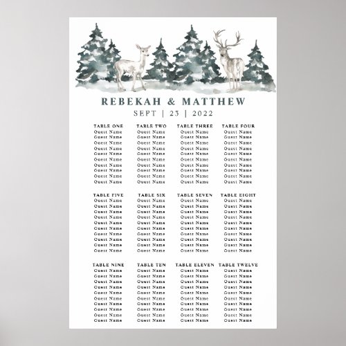 Winter  Forest Wonderland with Deer Seating Chart