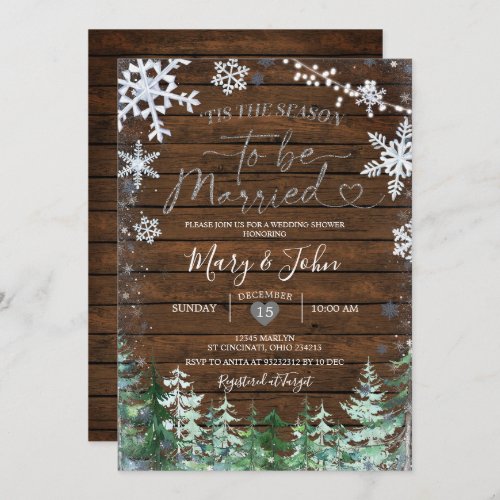 Winter Forest Wood Snowflake Wedding Christmas  Invitation
