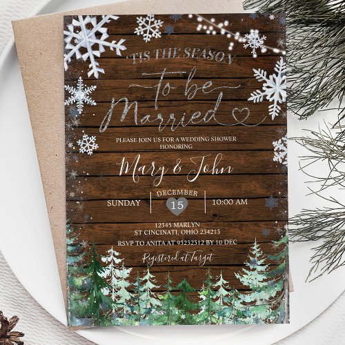 Winter Forest Wood Snowflake Wedding Christmas  Invitation