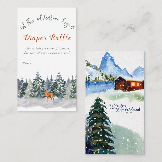 Winter Forest Woodland Animals Adventure Begin Enclosure Card (Front/Back)