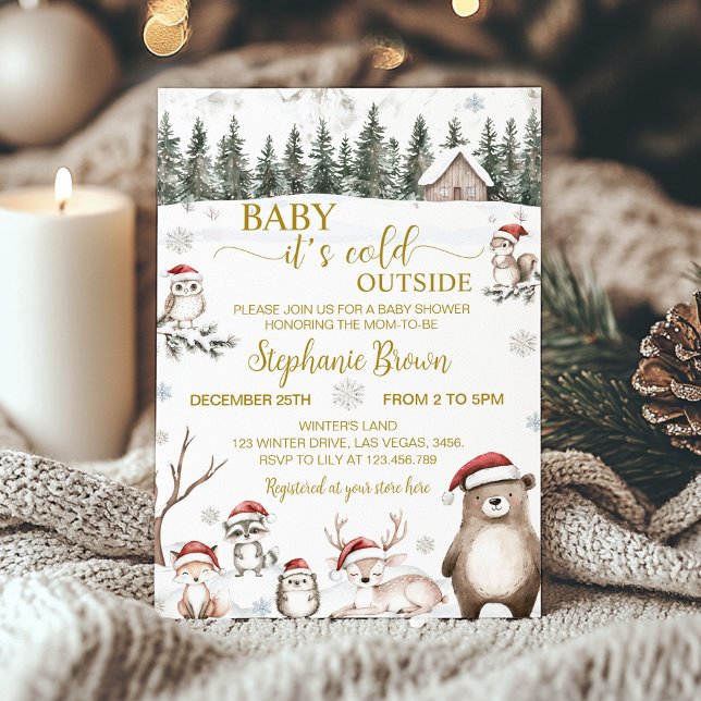 Winter Forest Woodland Animals Baby Shower Invitation (Creator Uploaded)