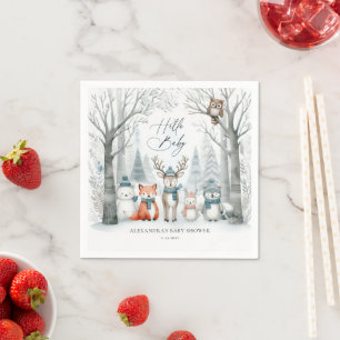 Winter Forest Woodland Animals Coed Baby Shower Napkins