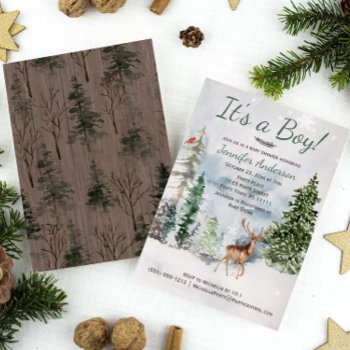 Winter Forest Woodland Country Deer Baby Shower Invitation by MaggieMart at Zazzle
