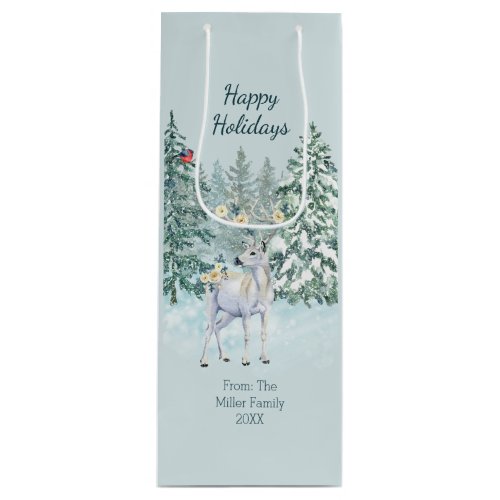 Winter Forest Woodland Deer  Wine Gift Bag