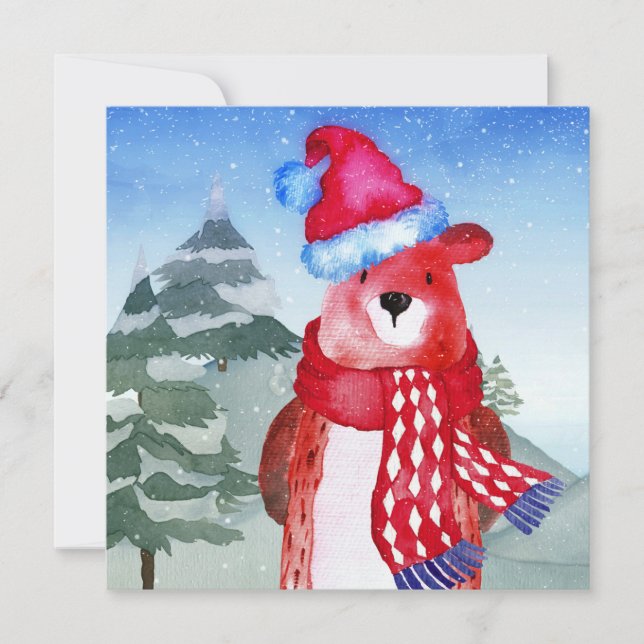 Winter Forest Woodland Friends Bear Illustration (Front)