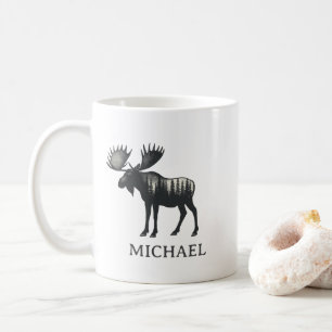 Winter Forest Woodland Moose Personalized Coffee Mug