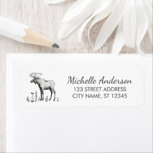 Winter Forest Woodland Moose Return Address Label
