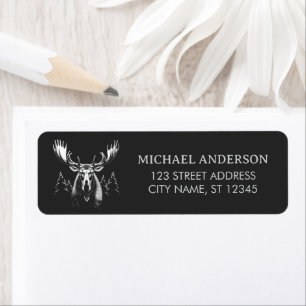 Winter Forest Woodland Moose  Return Address Label