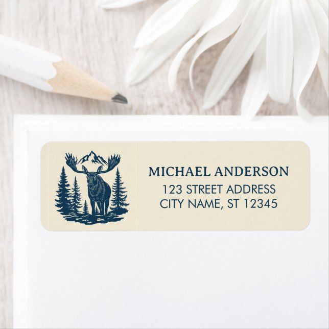 Winter Forest Woodland Moose  Return Address Label (Insitu)