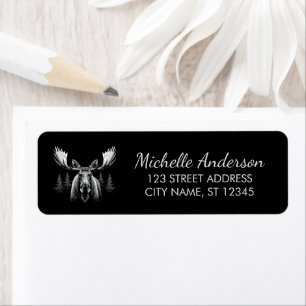 Winter Forest Woodland Moose  Return Address       Label