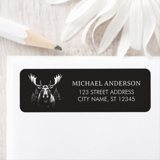 Winter Forest Woodland Moose  Return Address Label (Insitu)