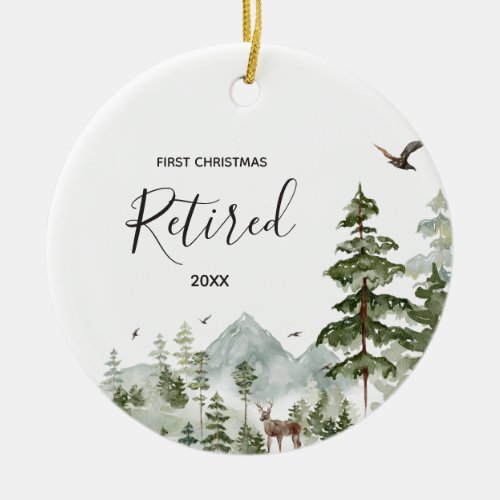 Winter Forest Woodland Retired First Christmas Ceramic Ornament