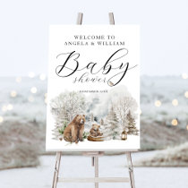 Winter Forest Woodland Rustic Baby Shower Welcome Foam Board