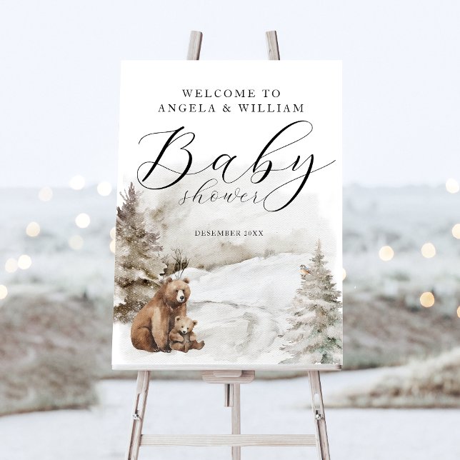 Winter Forest Woodland Rustic Baby Shower Welcome Foam Board (Creator Uploaded)