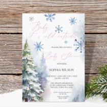 Winter Forest Woodland Snowflakes Baby It's Cold  Invitation