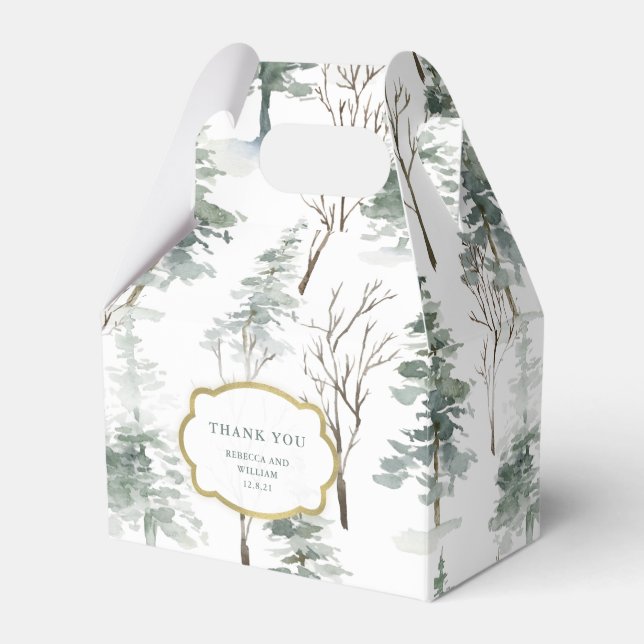 Winter Forest | Woodland Wedding Favor Boxes (Front Side)