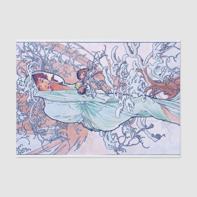 Winter (Four Seasons), Alphonse Mucha Tissue Paper (Front)