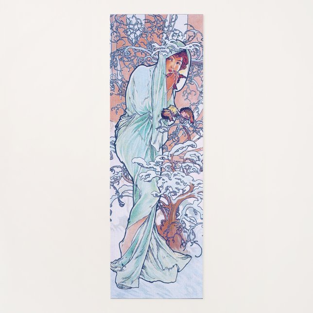 Winter (Four Seasons), Alphonse Mucha Yoga Mat (Front)
