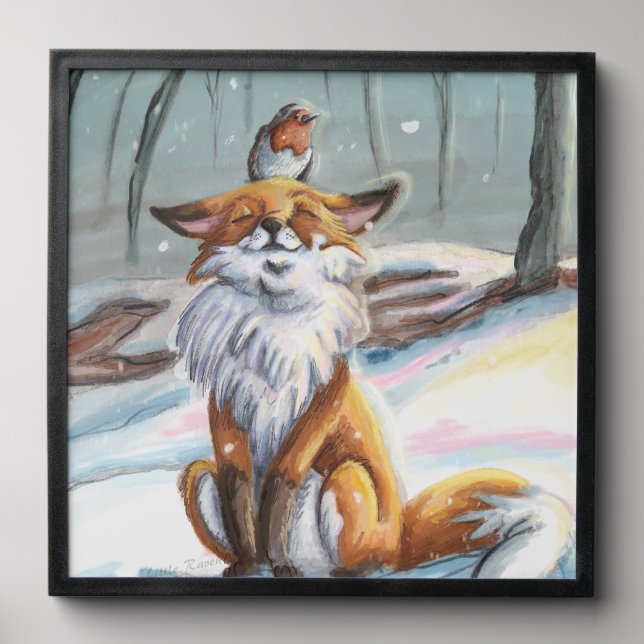 Winter Fox and a Bird Peel And Stick Photo Tile (Front Set)