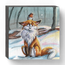 Winter Fox and a Bird