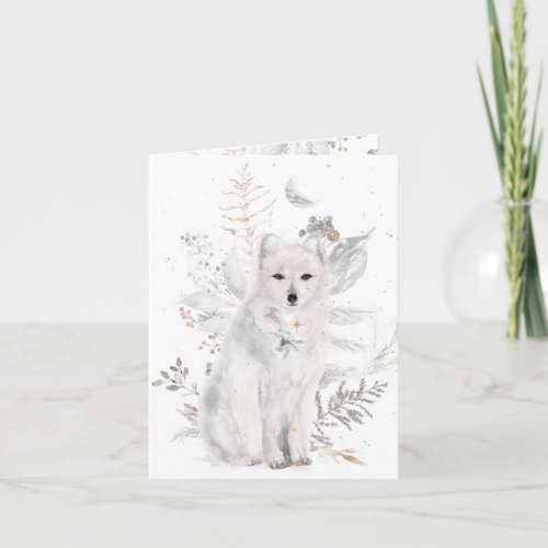 Winter Fox and Florals Christmas Greeting Card