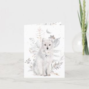Winter Fox and Florals Christmas Greeting Card