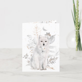 Winter Fox and Florals Christmas Greeting Card