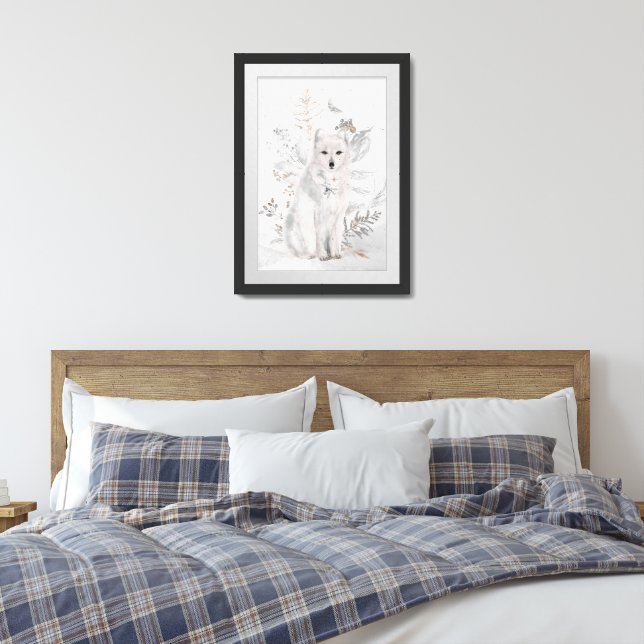 Winter Fox and Florals Framed Art  (Bedroom)