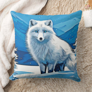 Winter Fox Art Throw Pillow