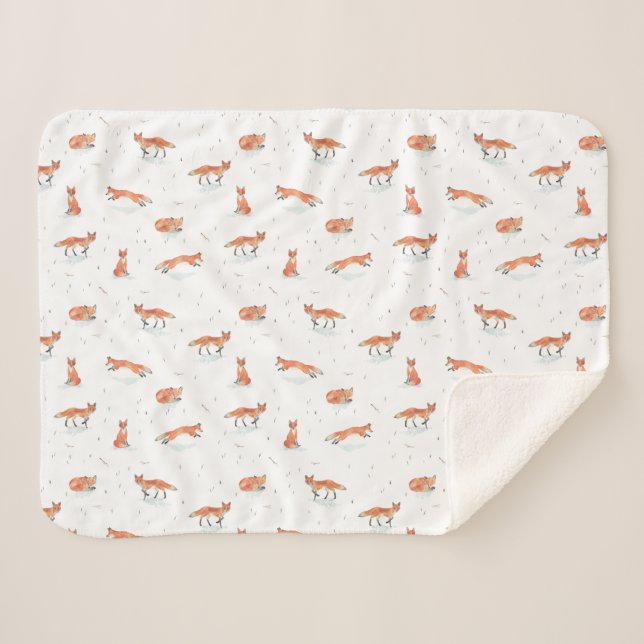Winter Fox Baby Sherpa Blanket (Front (Horizontal))